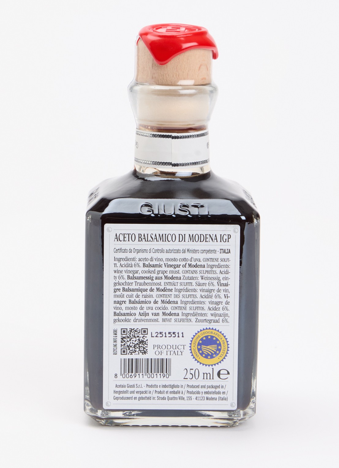 Giusti Balsamico di Modena 1 Medaglie balsamicoazijn 250 ml - voorkant 2 undefined