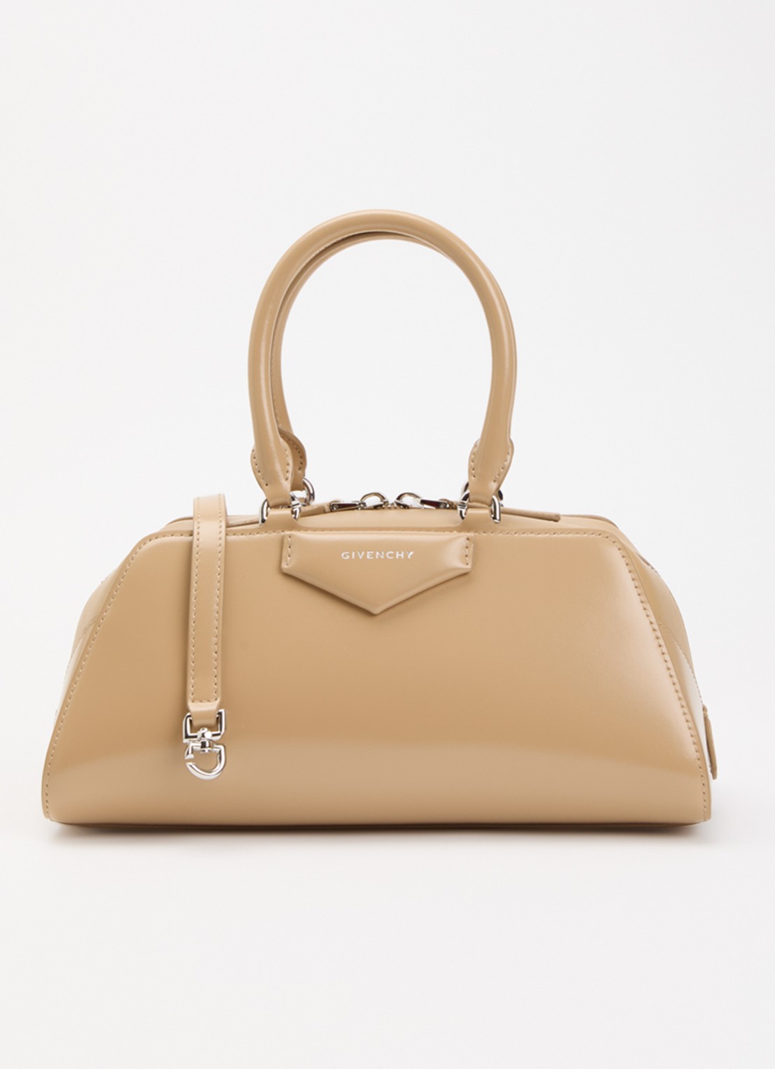 Givenchy Antigona East-West Small handtas van kalfsleer met afneembare schouderriem - voorkant 2 beige