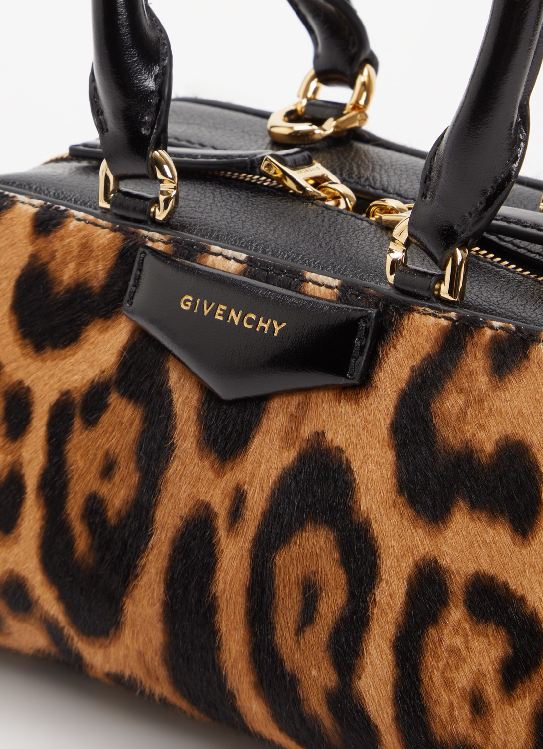 Givenchy Antigona handtas van kalfsleer met panterprint - detail 3 zwart