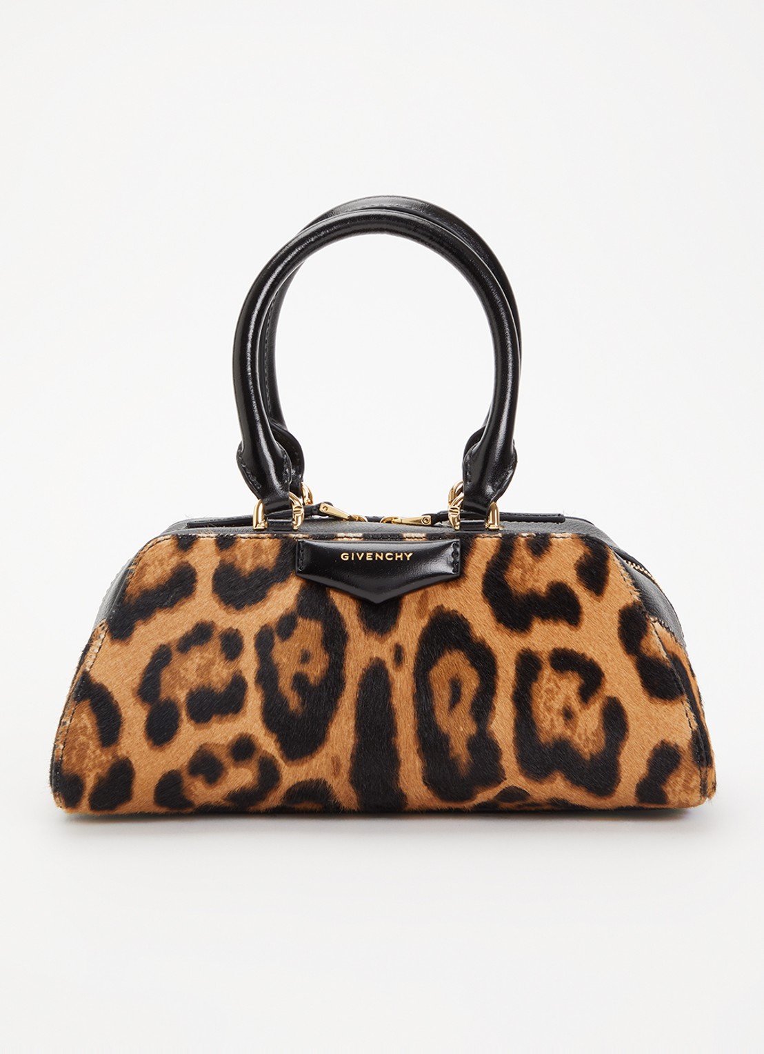 Givenchy Antigona handtas van kalfsleer met panterprint - voorkant 6 zwart