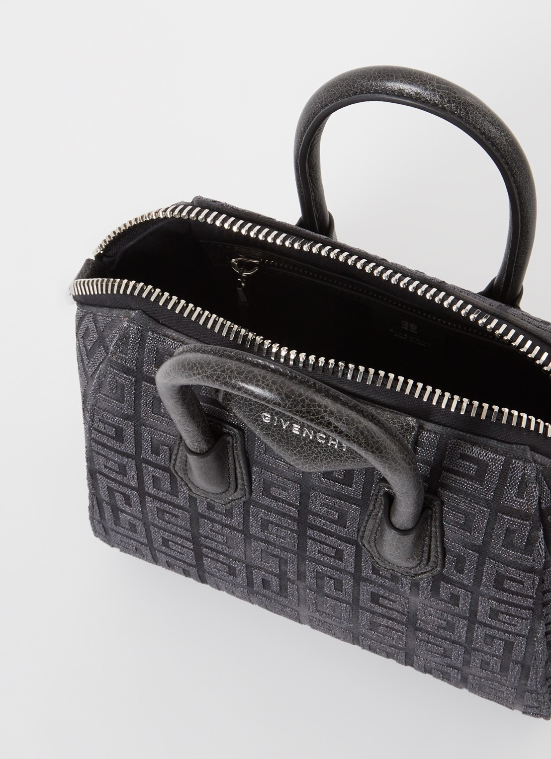 Givenchy Antigona Mini handtas van canvas met kalfsleren details - detail 5 grijs