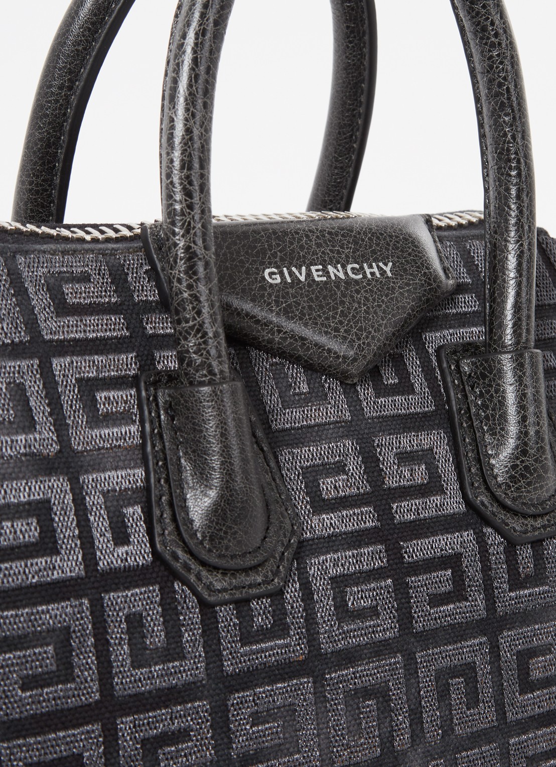Givenchy Antigona Mini handtas van canvas met kalfsleren details - detail 7 grijs