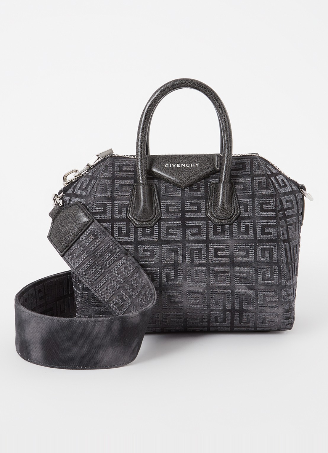 Givenchy Antigona Mini handtas van canvas met kalfsleren details - voorkant 2 grijs
