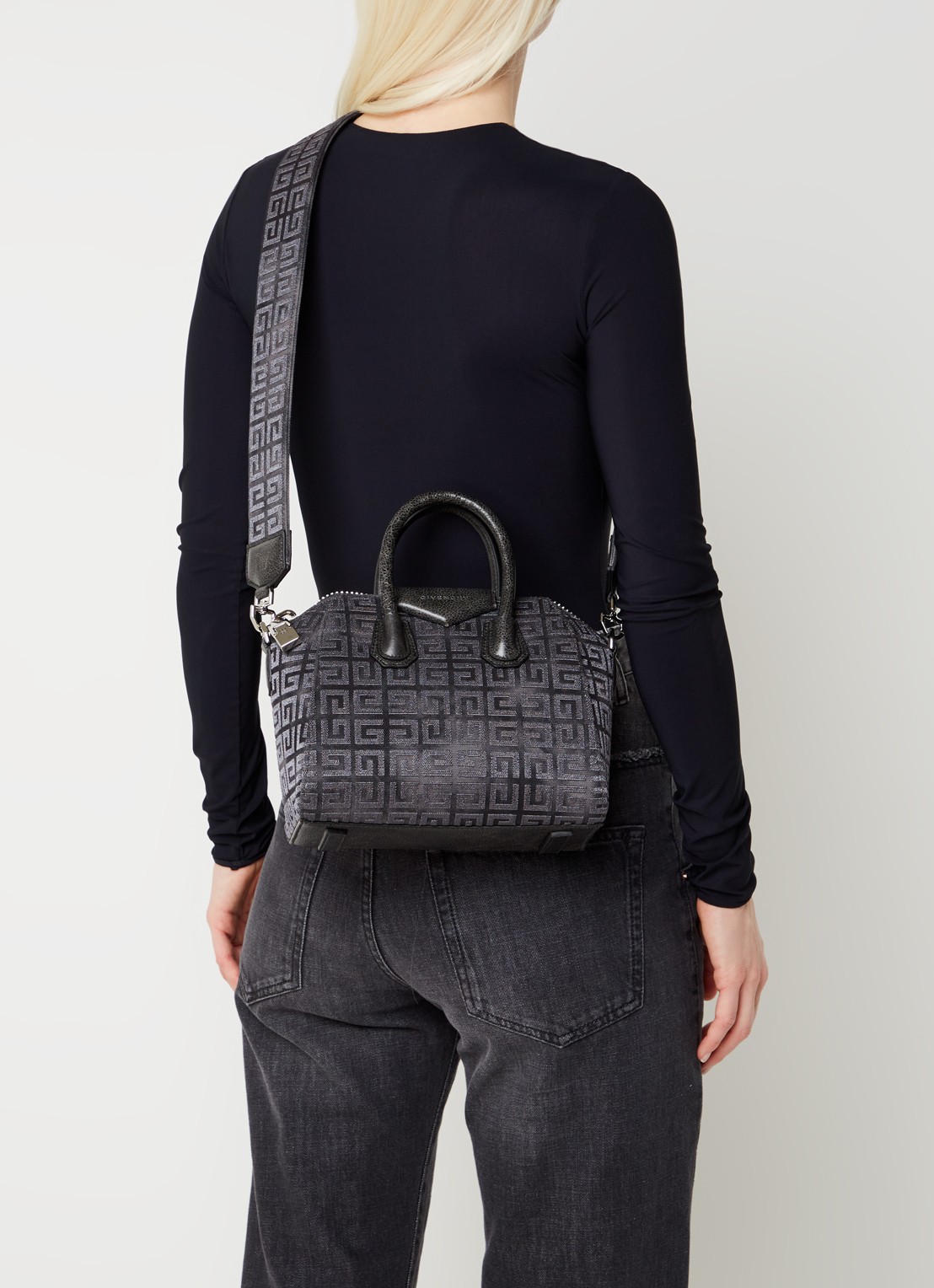 Givenchy Antigona Mini handtas van canvas met kalfsleren details - voorkant 4 grijs