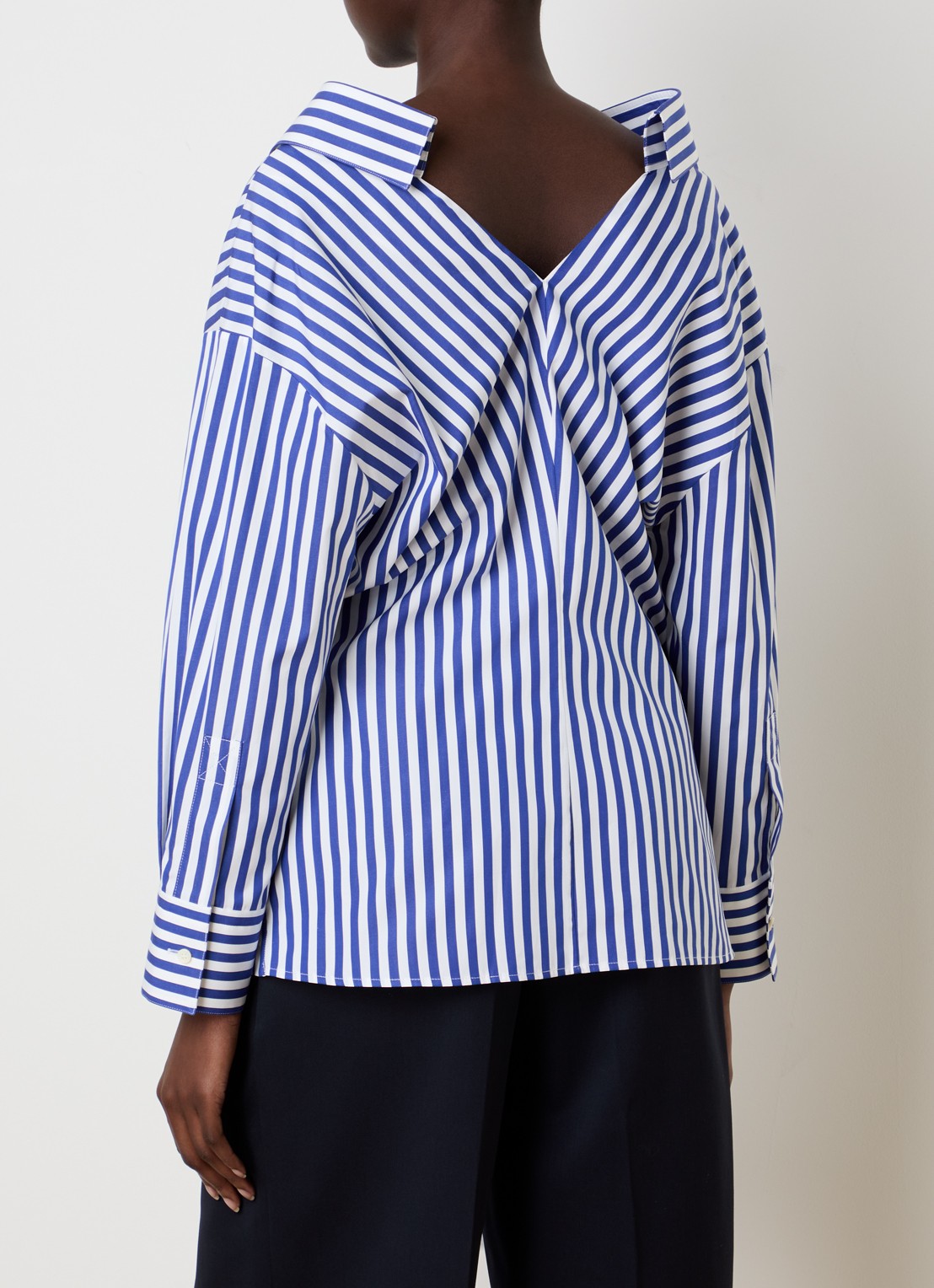 Givenchy Blouse met streepprint en rugdecolleté - achterkant 3 donkerblauw