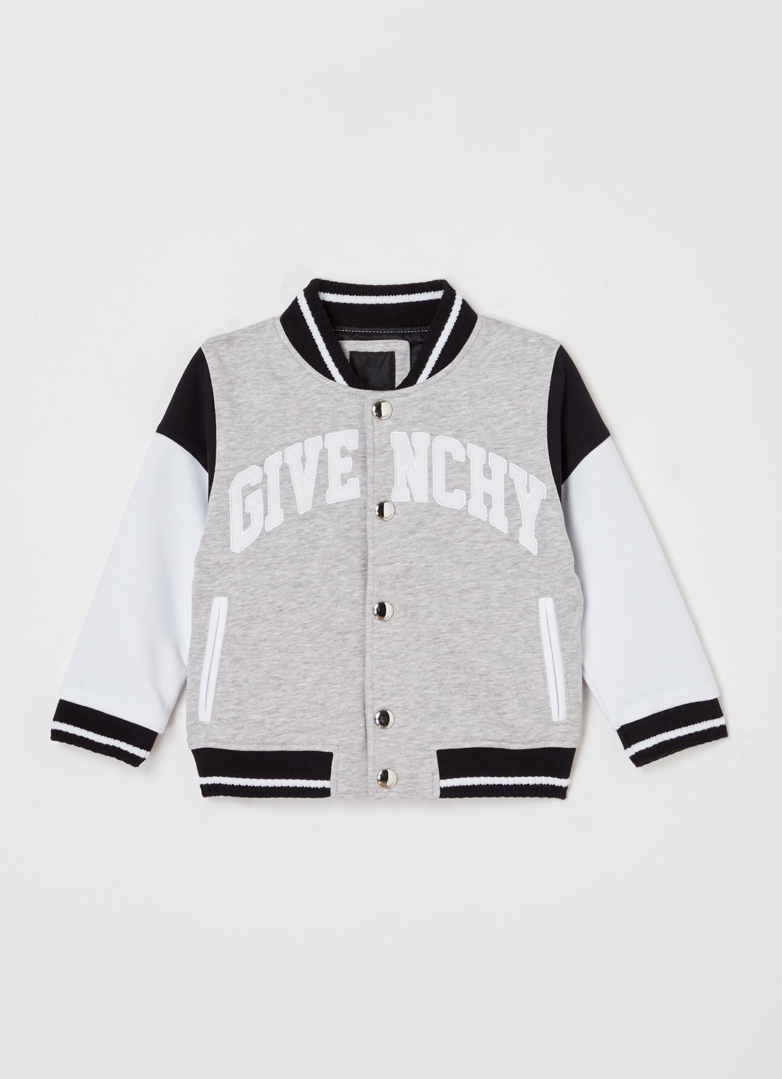Givenchy Bomberjack met logoborduring - voorkant 2 grijsmele