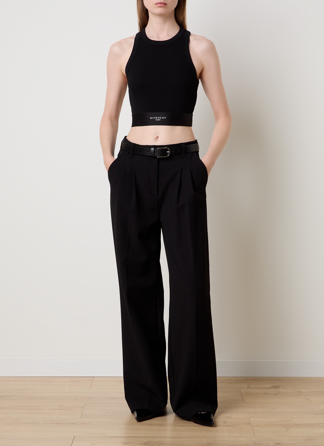 Givenchy Cropped tanktop met logoband - voorkant 5 zwart