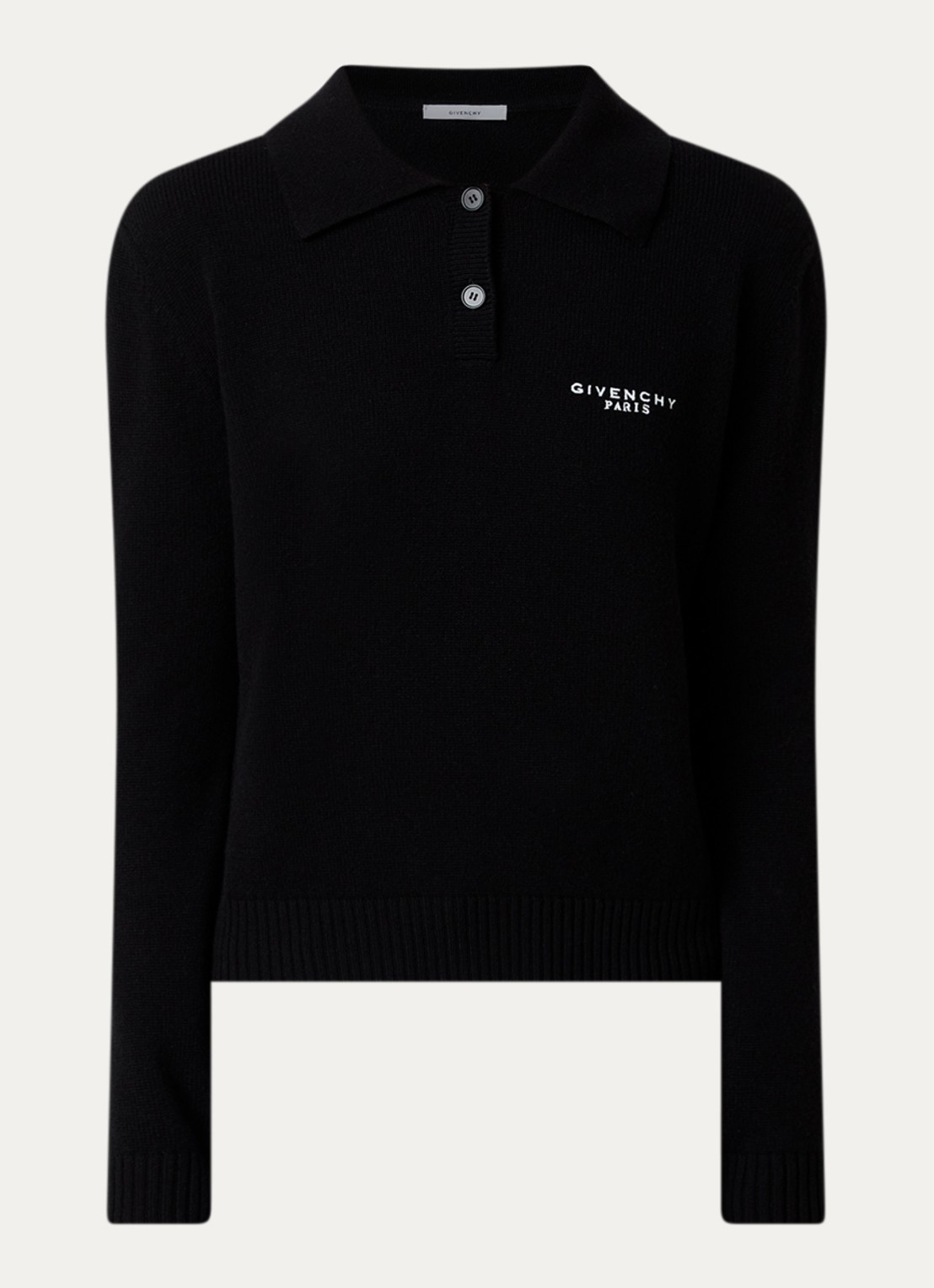 Givenchy Fijngebreide polo in kasjmierblend - voorkant zwart