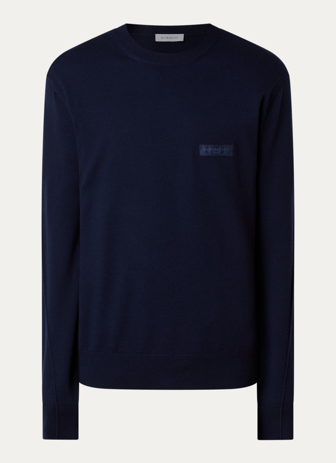 Givenchy Fijngebreide pullover met logoborduring - voorkant donkerblauw
