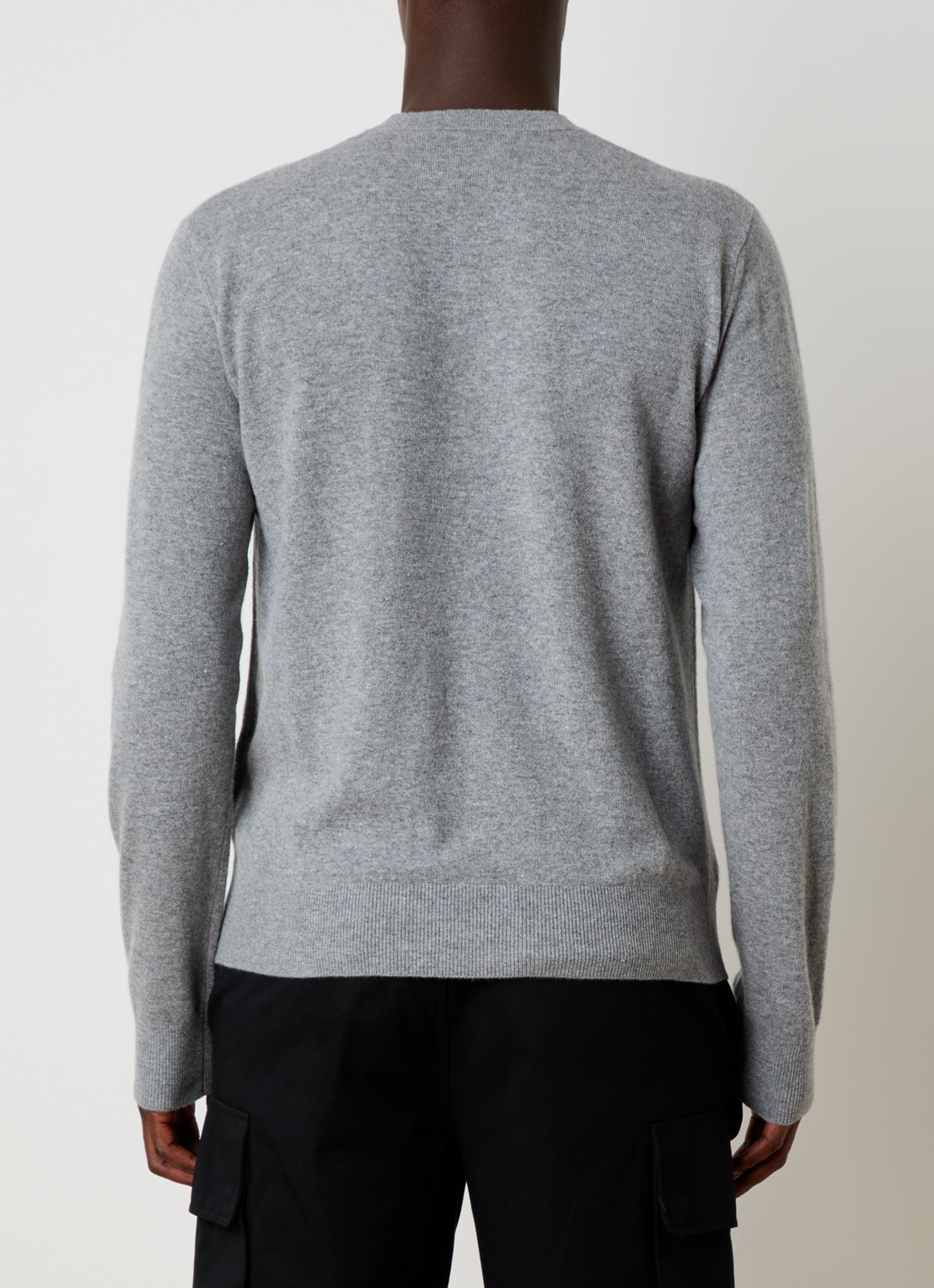 Givenchy Fijngebreide trui in kasjmierblend met gemêleerd dessin en logoborduring - achterkant grijs
