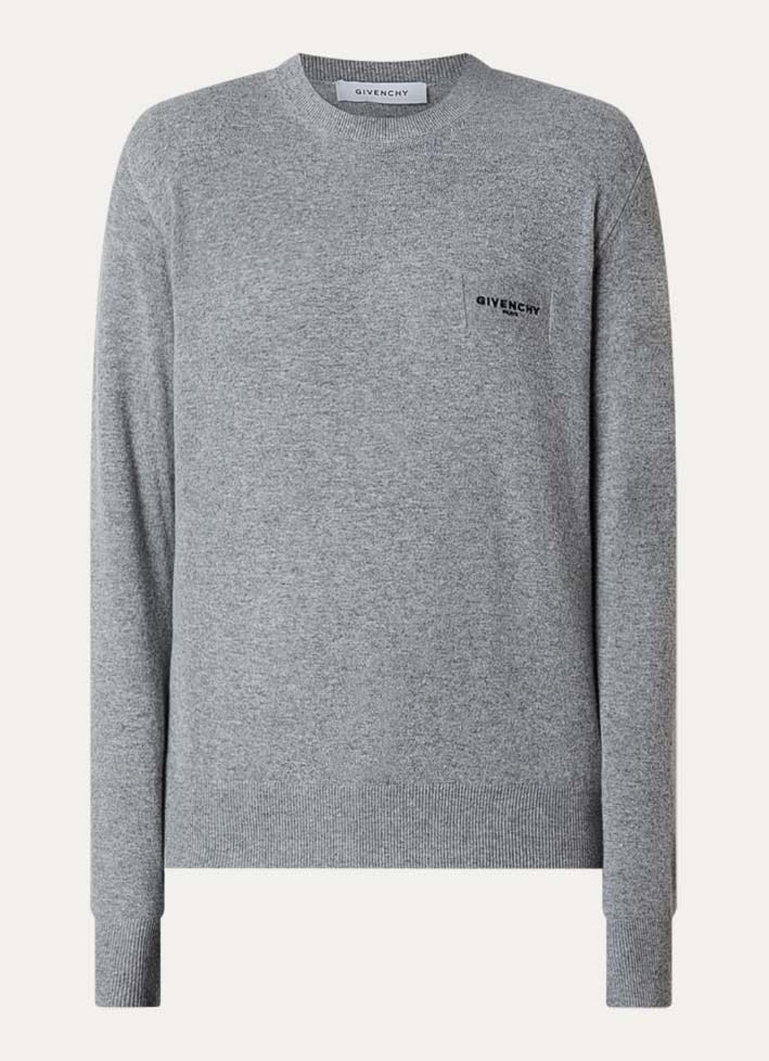 Givenchy Fijngebreide trui in kasjmierblend met gemêleerd dessin en logoborduring - voorkant 4 grijs