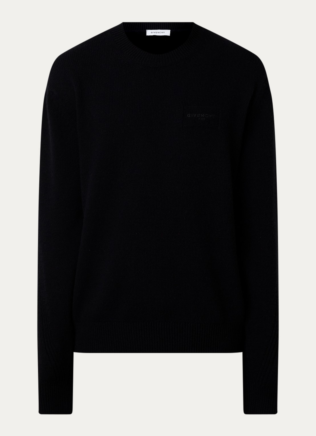 Givenchy Grofgebreide trui in kasjmierblend met logo - voorkant zwart