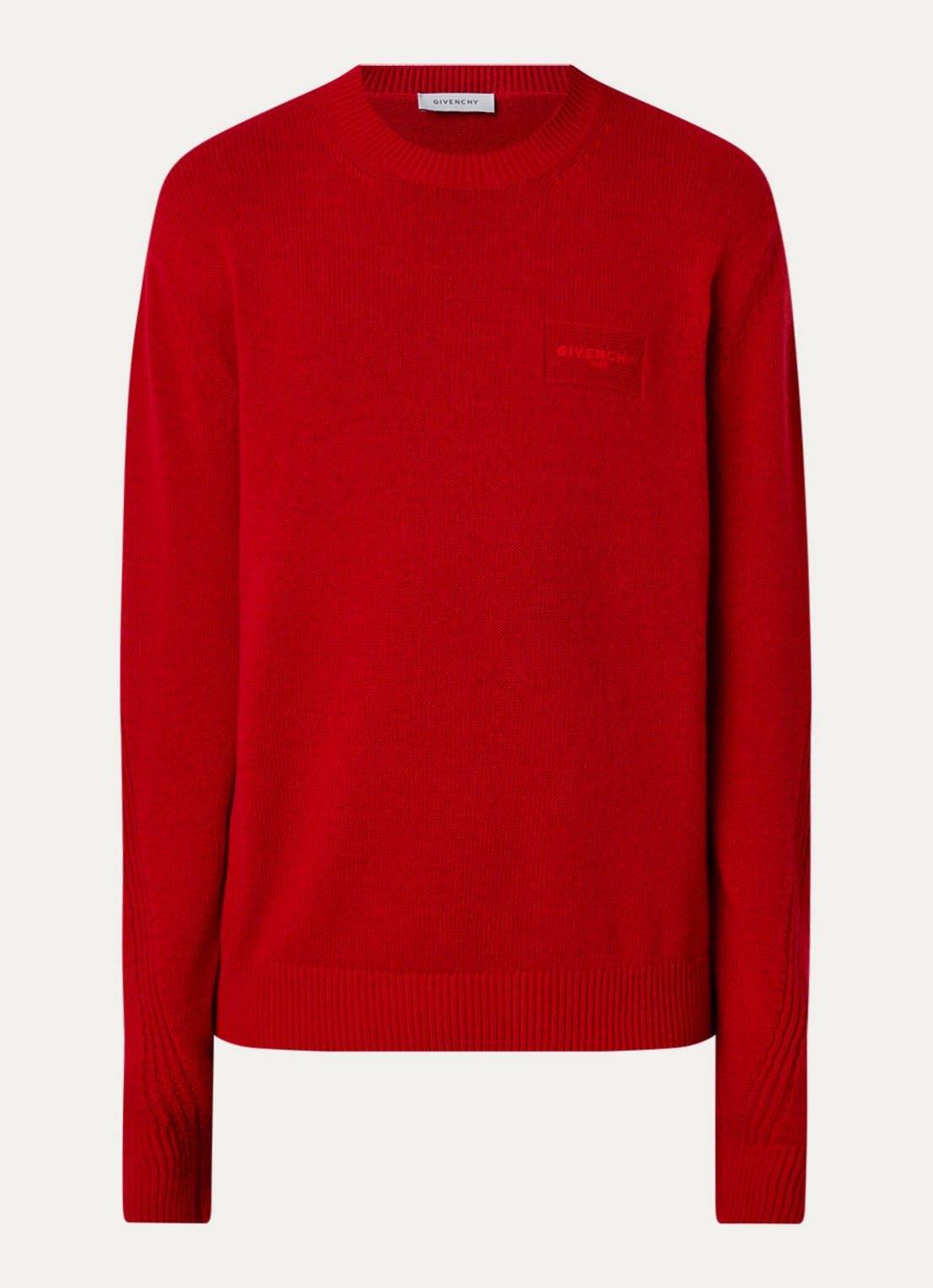 Givenchy Grofgebreide trui in kasjmierblend met logo - voorkant rood
