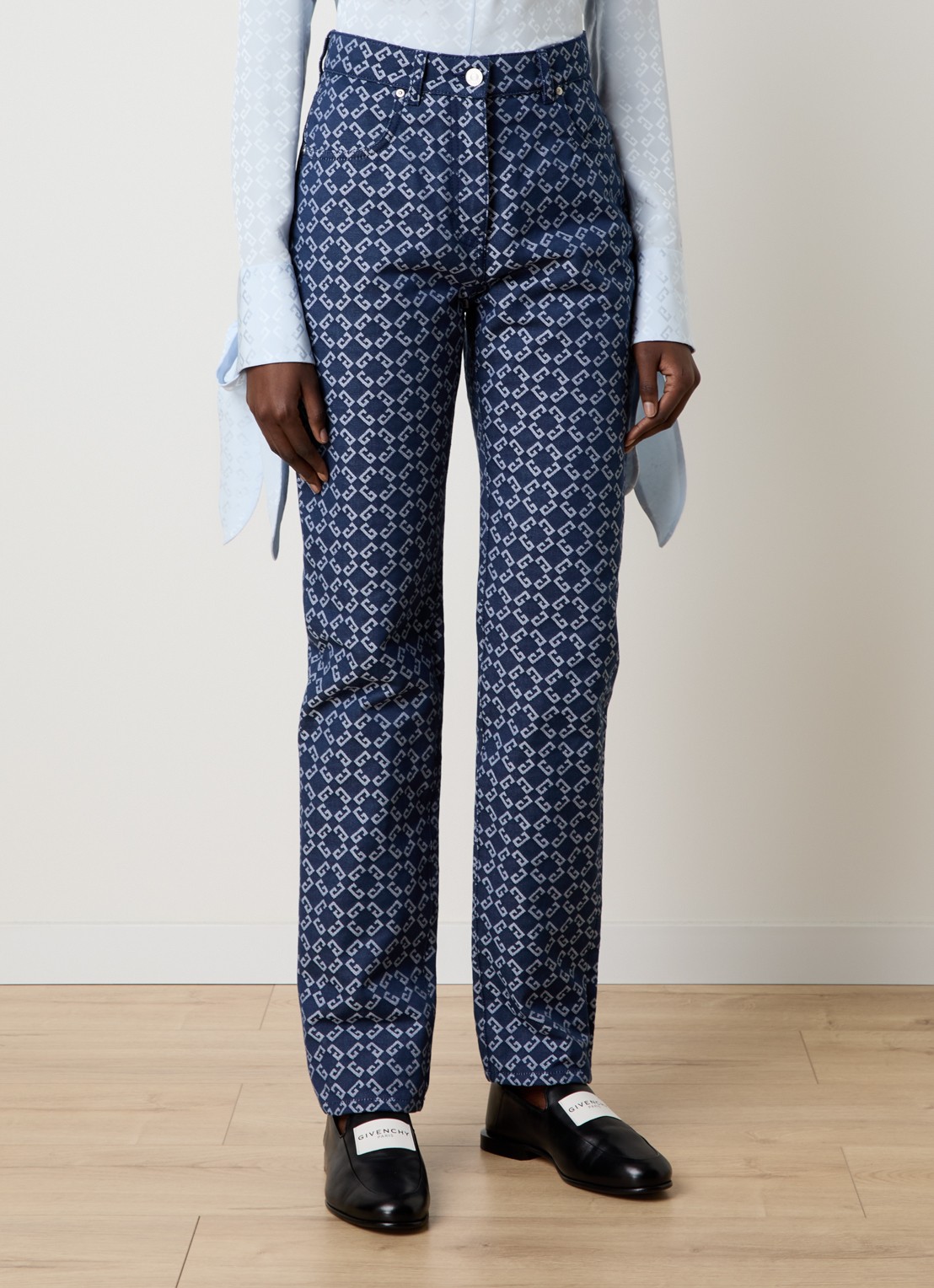 Givenchy High waist straight leg jeans met logoprint - detail 2 indigo