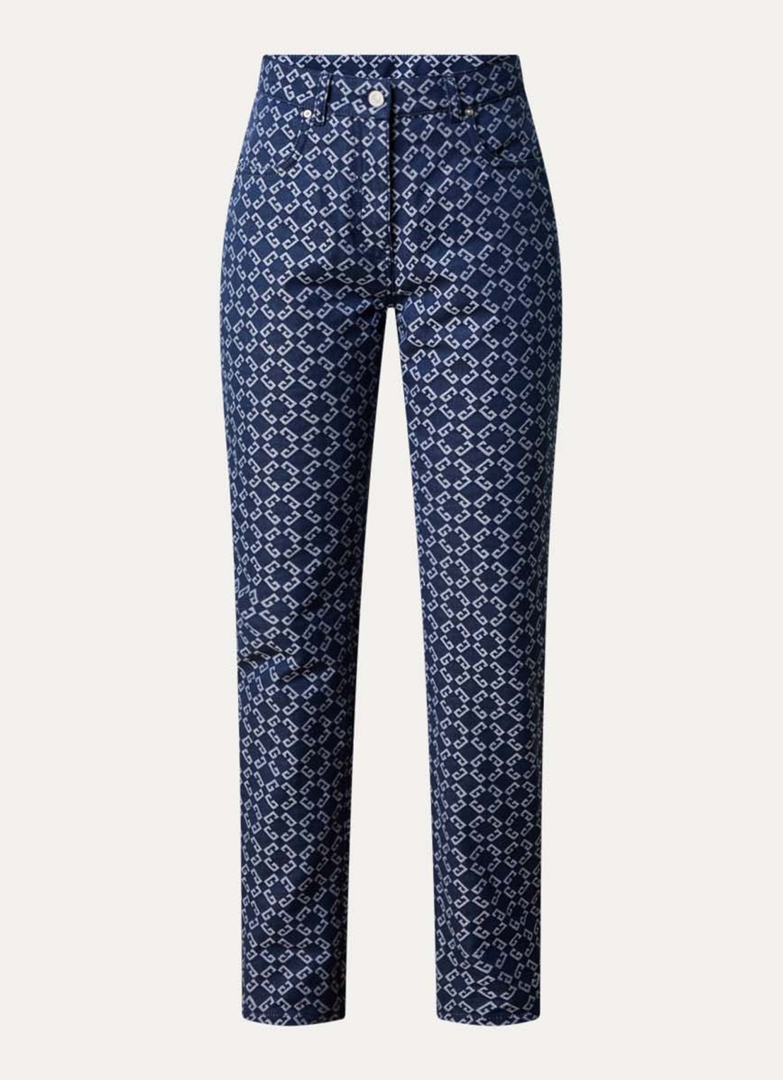 Givenchy High waist straight leg jeans met logoprint - voorkant 4 indigo