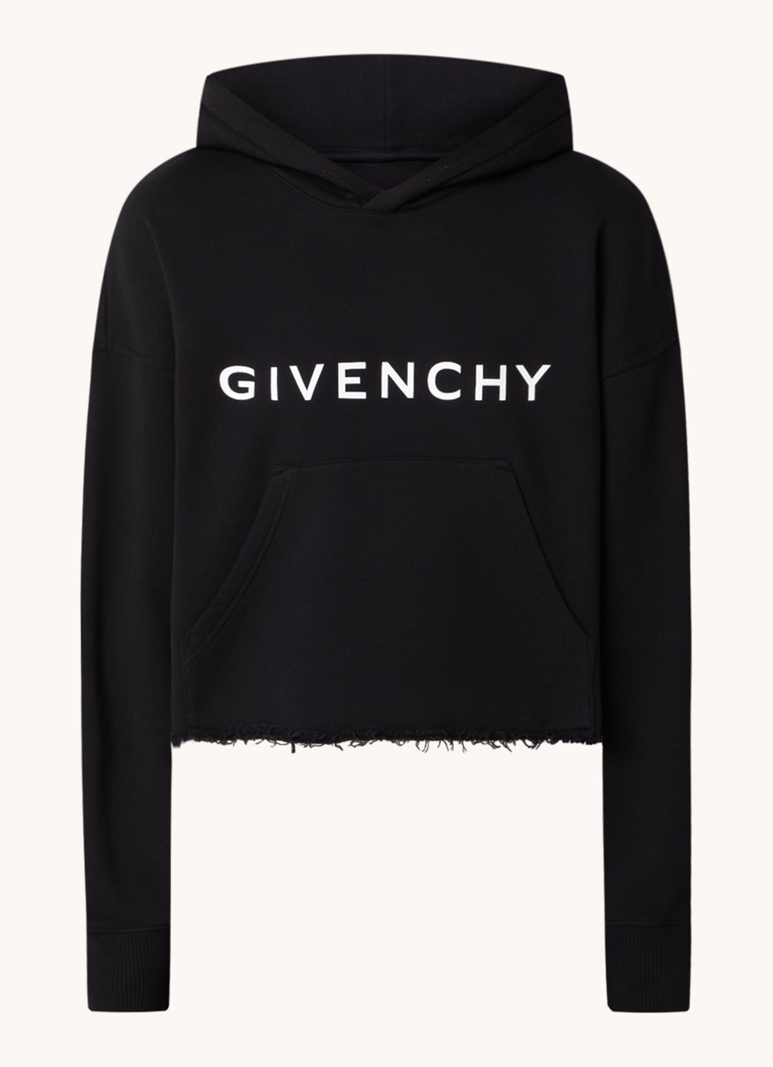 Givenchy Hoodie met logoprint en gerafelde zoom - voorkant 4 zwart