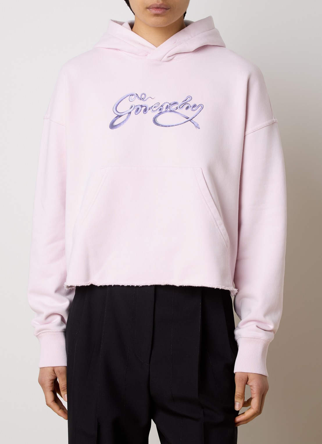 Givenchy Hoodie met logoprint en gerafelde zoom - detail lichtroze