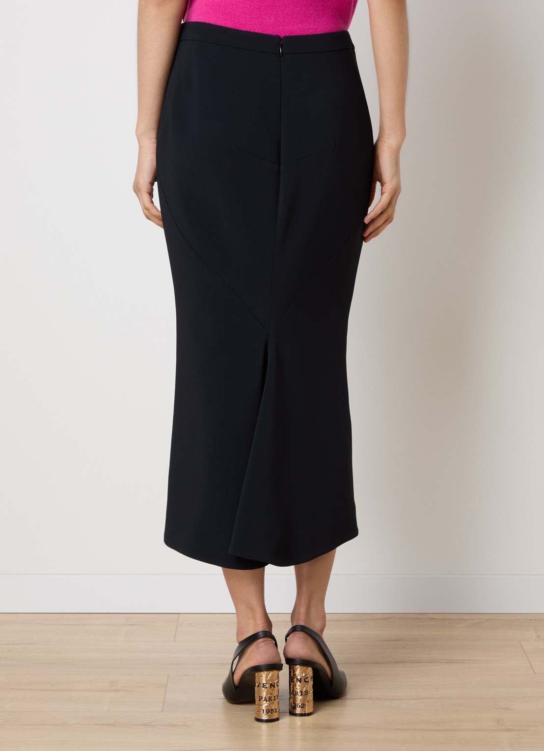 Givenchy Midi kokerrok met asymmetrisch detail - achterkant zwart