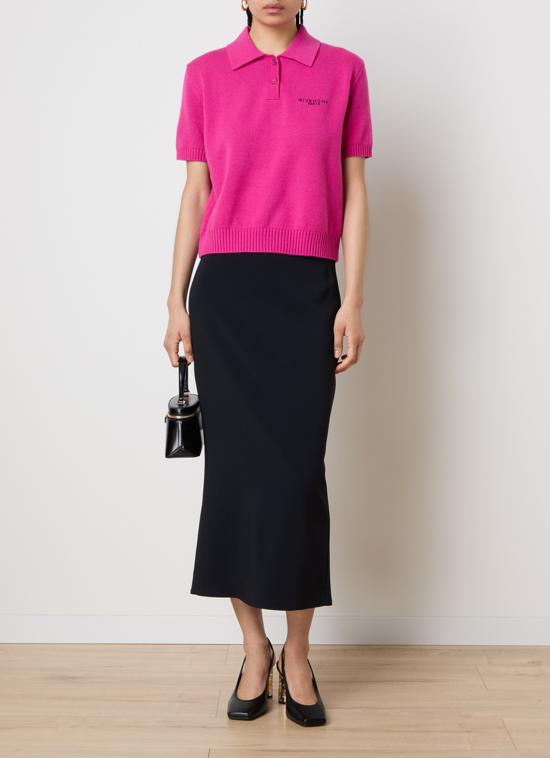 Givenchy Midi kokerrok met asymmetrisch detail - voorkant 5 zwart