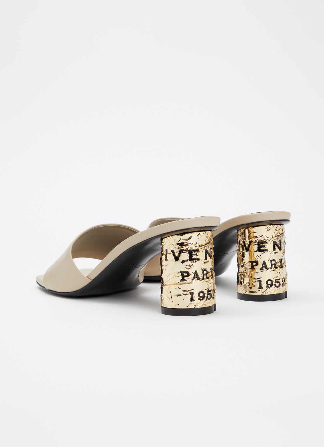 Givenchy Muiltje van kalfsleer met metallic details - achterkant 7 beige