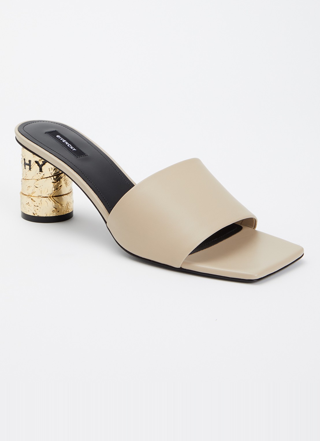 Givenchy Muiltje van kalfsleer met metallic details - voorkant beige
