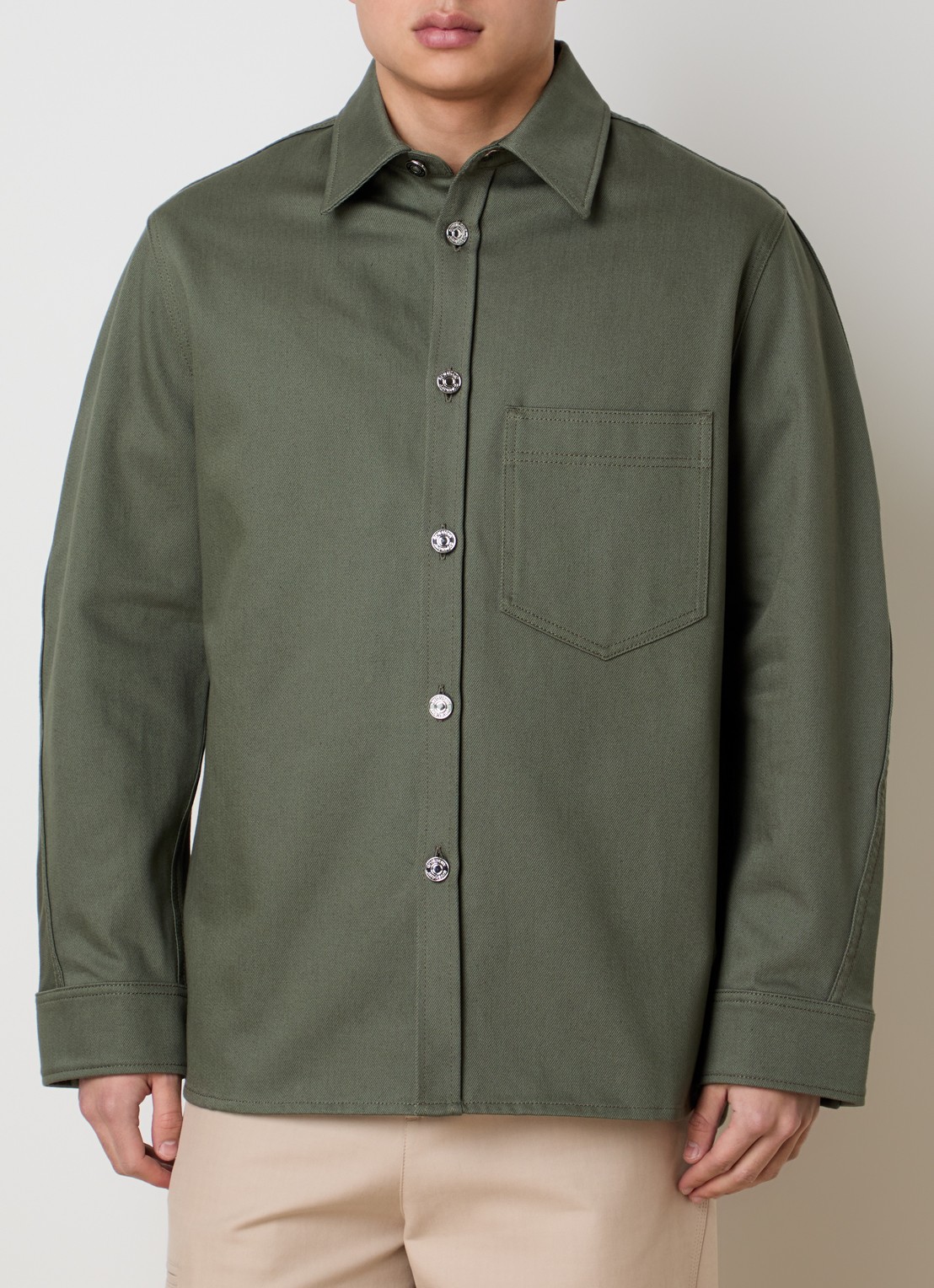 Givenchy Overshirt van denim met opgestikte zak - detail 3 legergroen