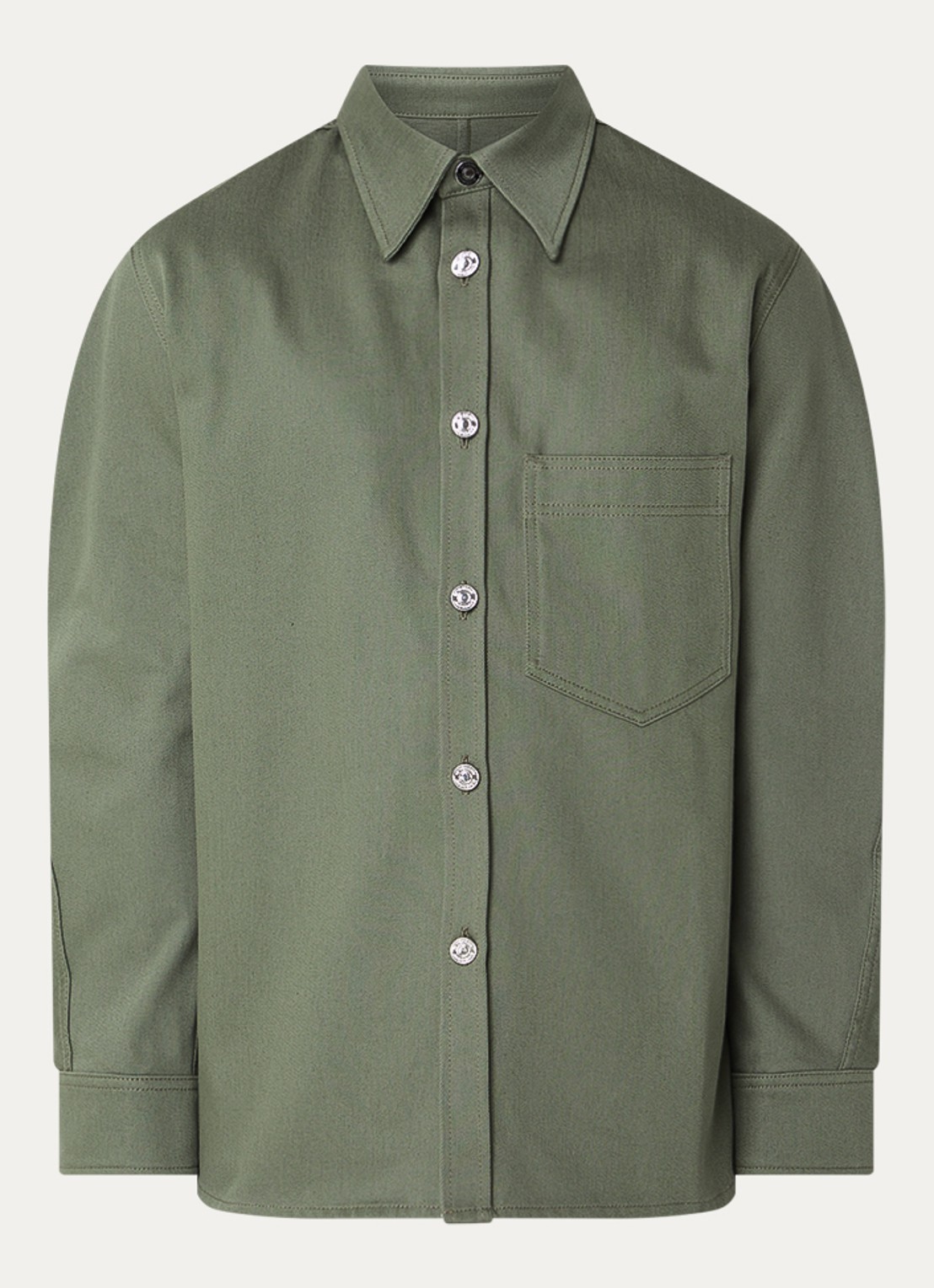 Givenchy Overshirt van denim met opgestikte zak - voorkant legergroen