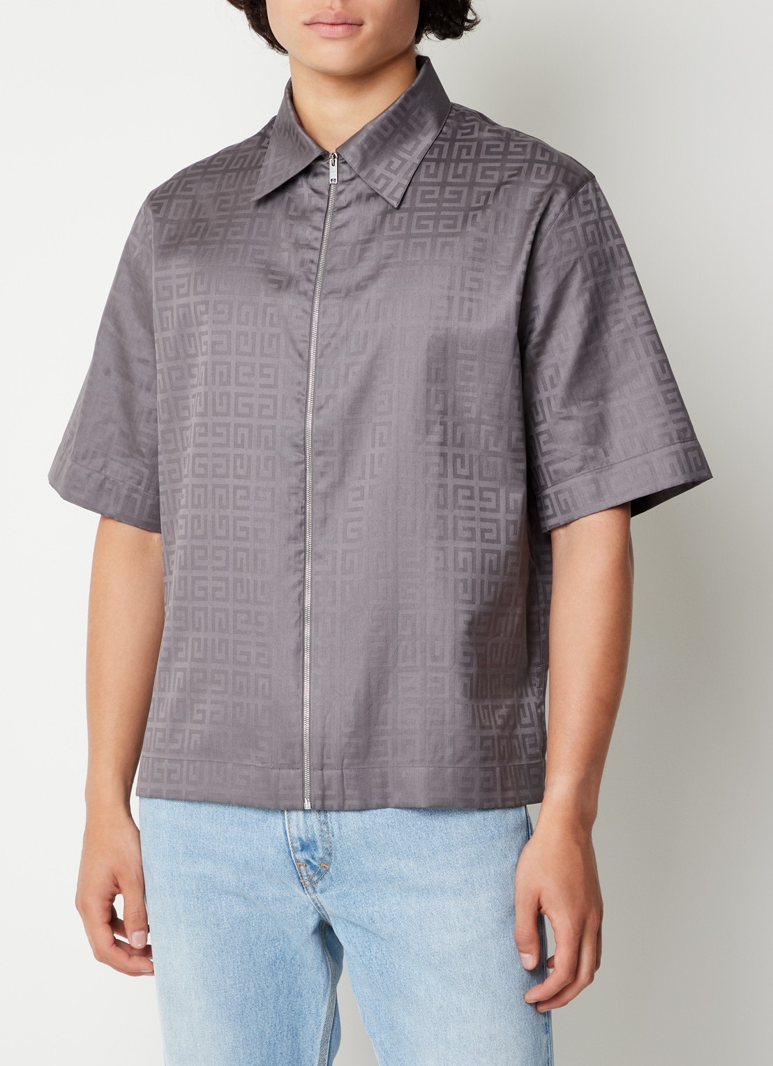 Givenchy Oversized fit overhemd met logoprint  - detail 4 grijs