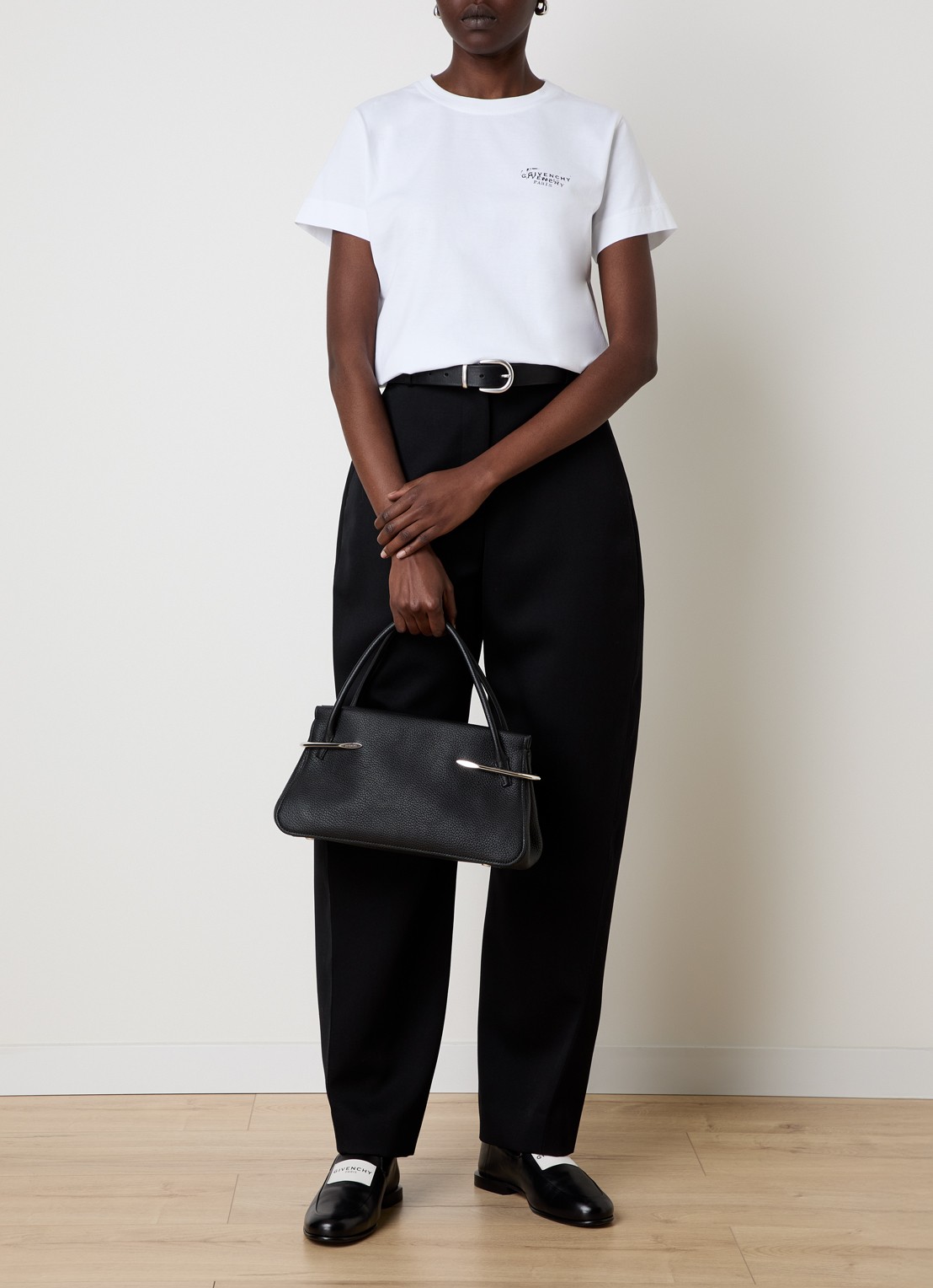 Givenchy Pinch Medium handtas van leer met afneembare schouderriem - voorkant 3 zwart