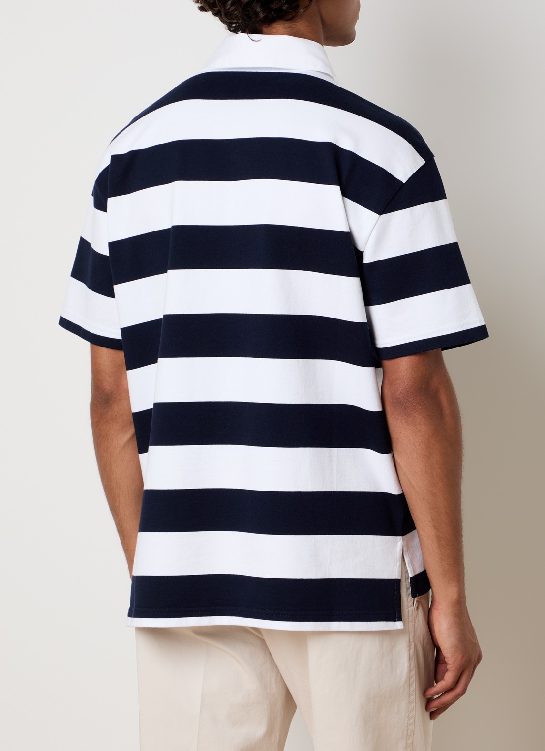 Givenchy Polo met logo en streepprint - achterkant 5 donkerblauw