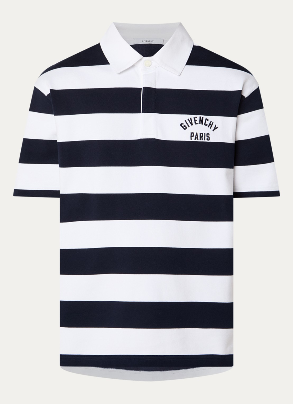 Givenchy Polo met logo en streepprint - voorkant donkerblauw