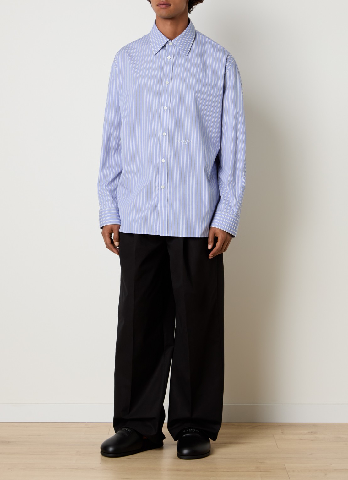 Givenchy Regular fit overhemd met streepprint - voorkant 2 donkerblauw