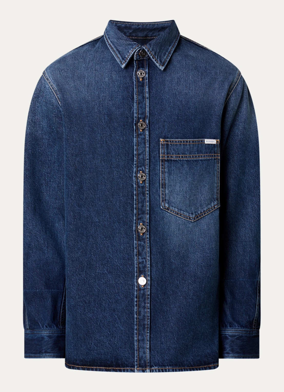 Givenchy Regular fit overshirt van denim - voorkant 4 indigo