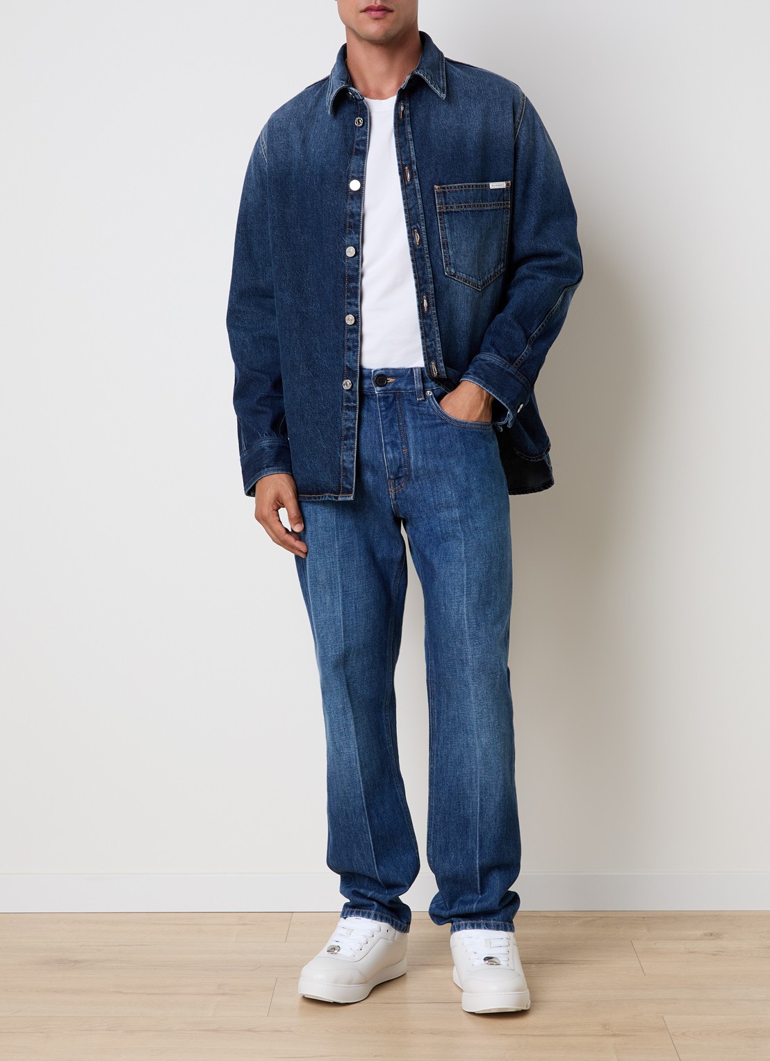 Givenchy Regular fit overshirt van denim - voorkant 5 indigo