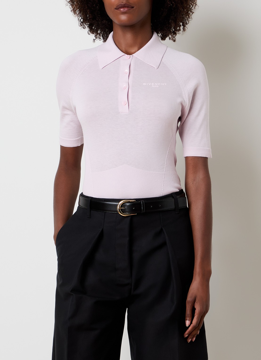 Givenchy Regular fit polo in zijdeblend met logo - detail 2 roze