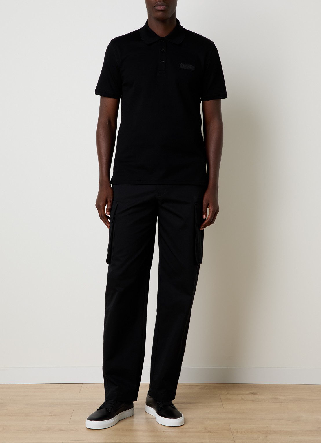 Givenchy Regular fit polo van piqué katoen met logo - voorkant 2 zwart