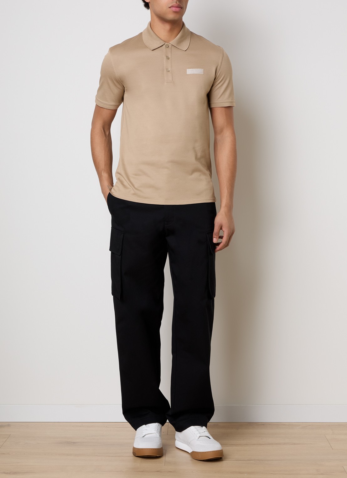 Givenchy Regular fit polo van piqué katoen met logo - voorkant 5 beige