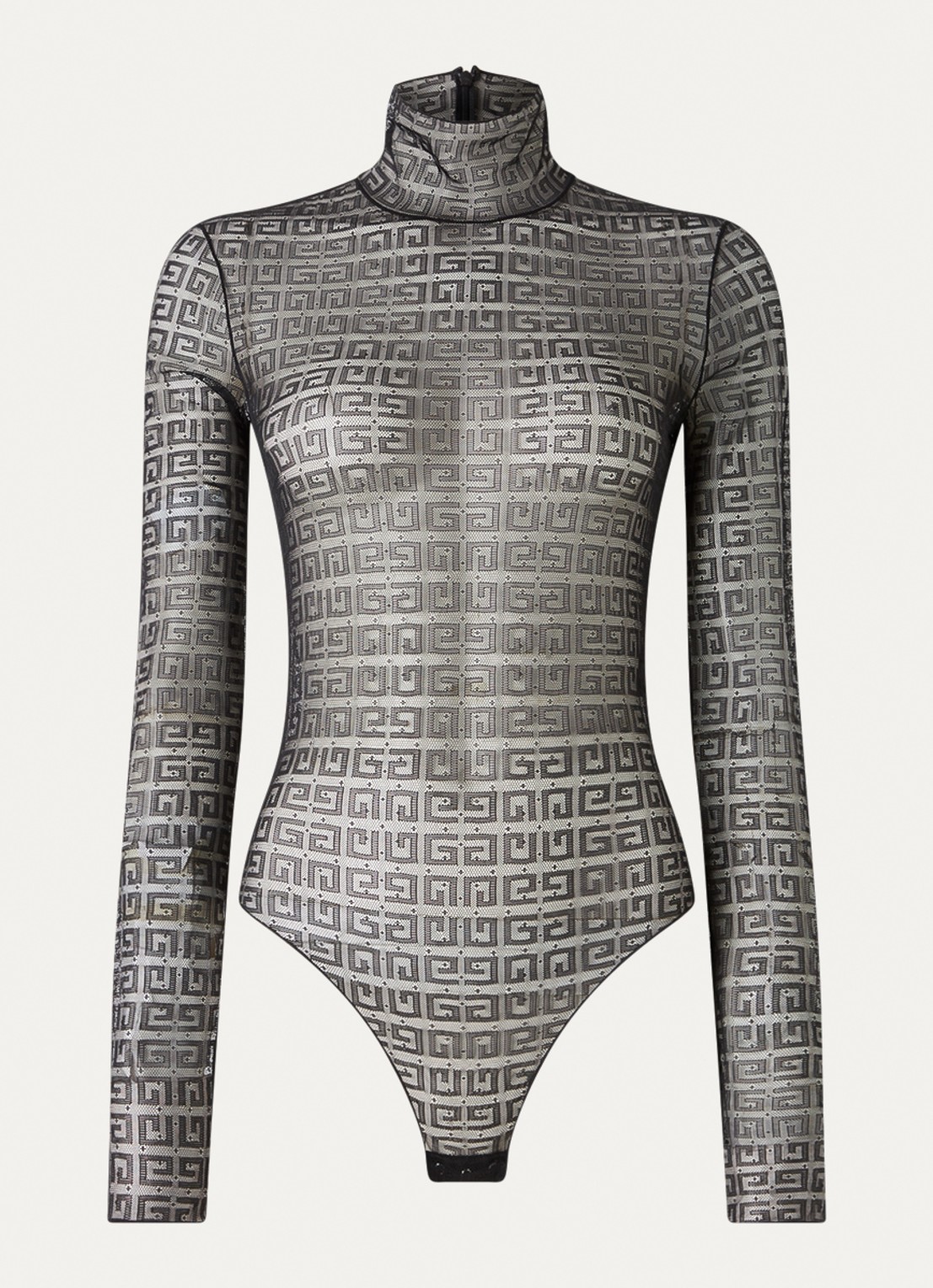 Givenchy Semi-transparante body van kant met logo - voorkant 4 zwart