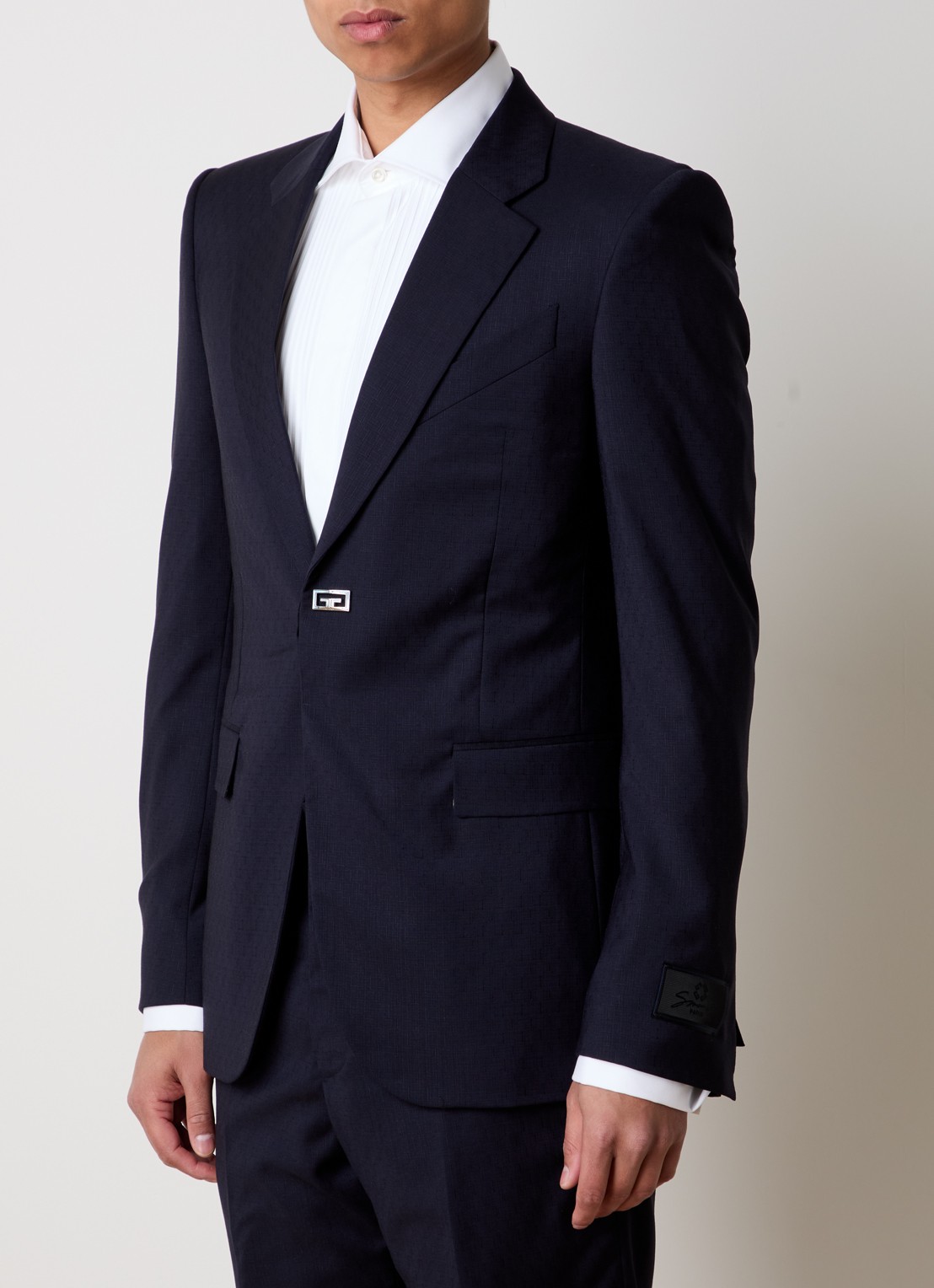 Givenchy Slim fit colbert van wol met klepzakken - detail donkerblauw