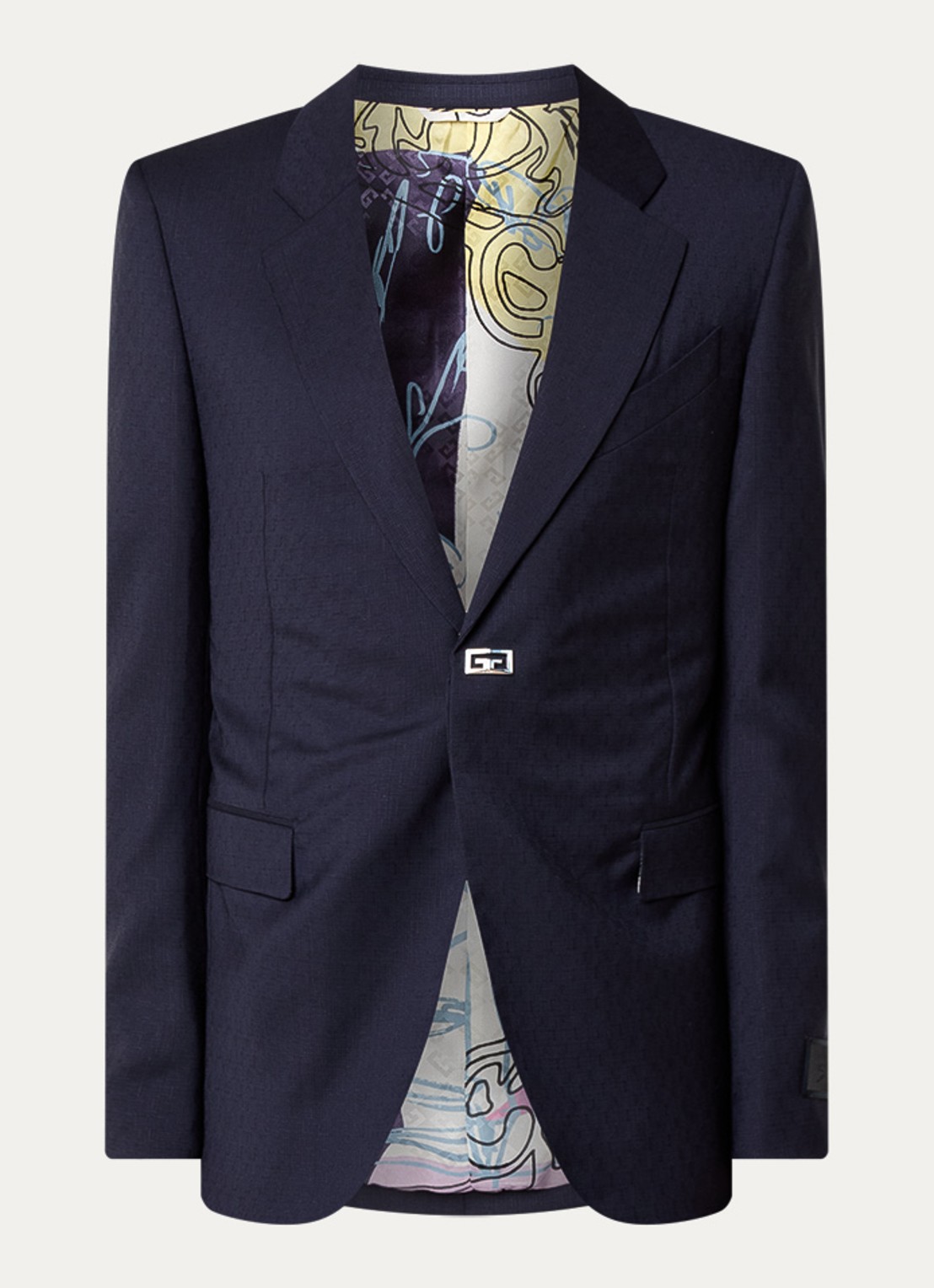 Givenchy Slim fit colbert van wol met klepzakken - voorkant 7 donkerblauw
