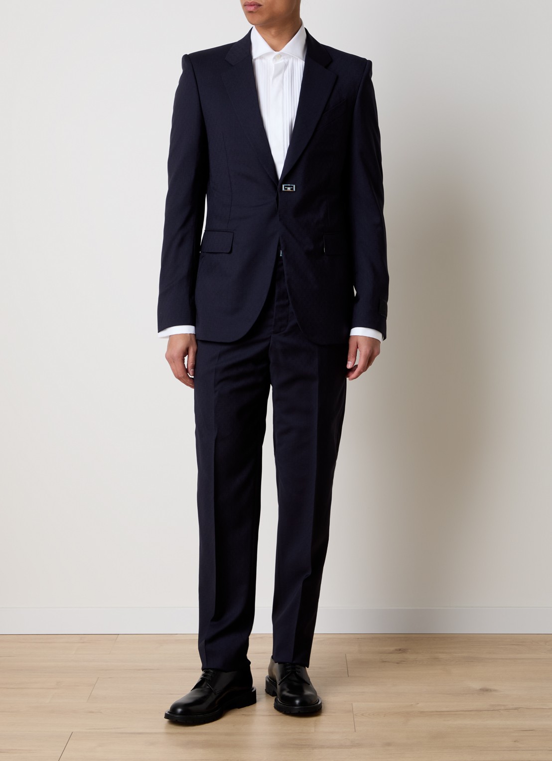 Givenchy Slim fit colbert van wol met klepzakken - voorkant 8 donkerblauw