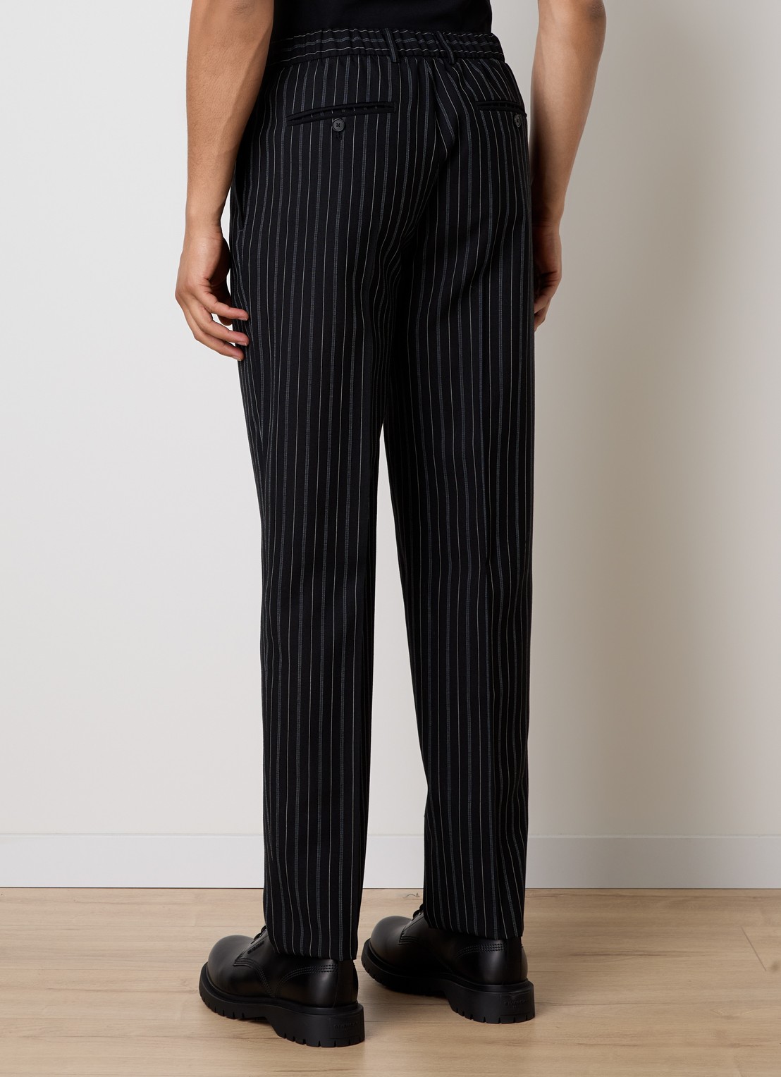 Givenchy Slim fit pantalon van wol met streepprint en steekzakken - achterkant 4 zwart