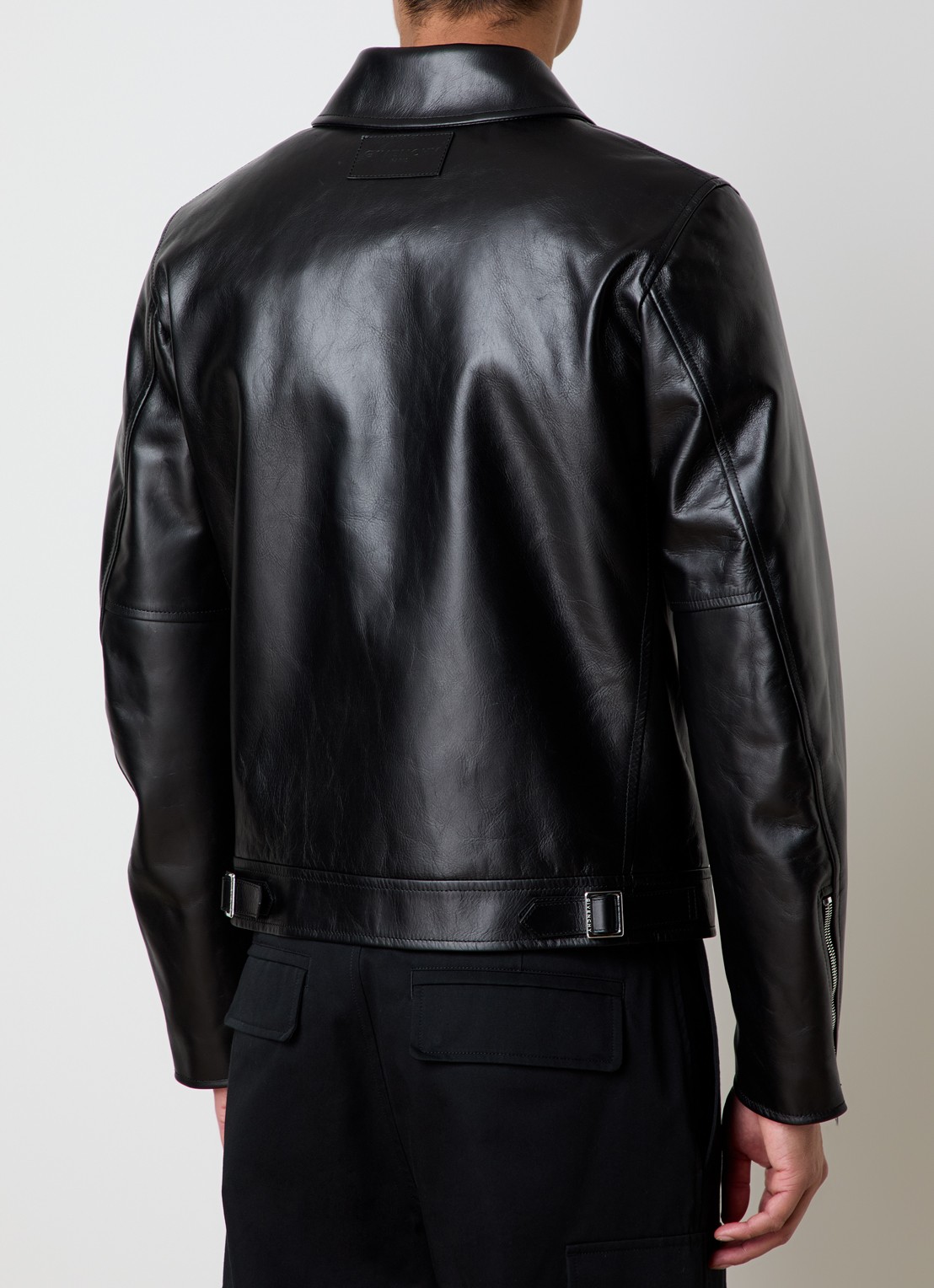 Givenchy Smoot jack van leer met steekzakken - achterkant zwart