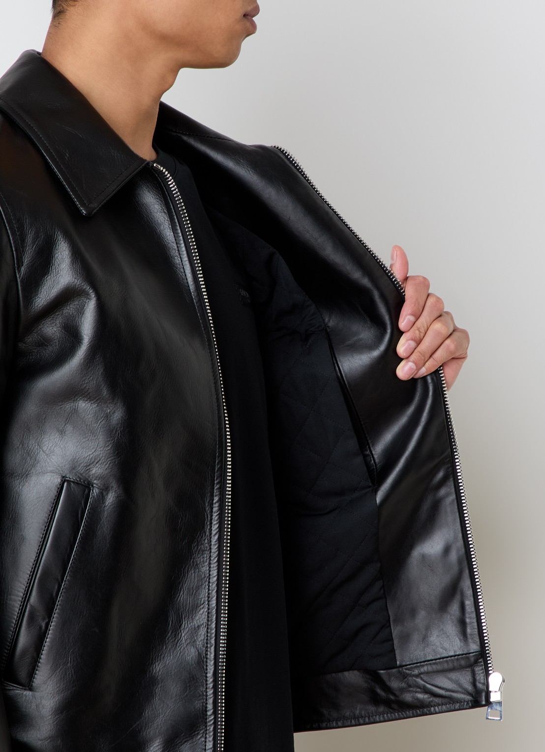 Givenchy Smoot jack van leer met steekzakken - detail 3 zwart