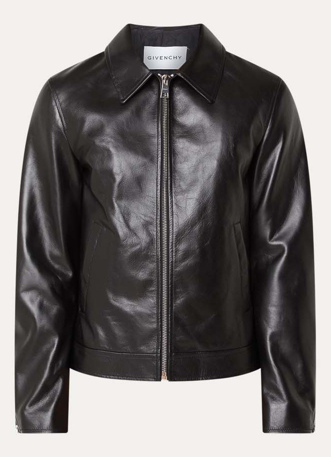 Givenchy Smoot jack van leer met steekzakken - voorkant 5 zwart