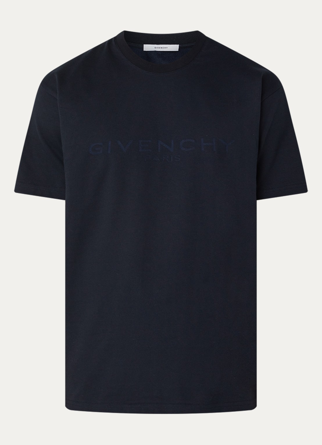 Givenchy T-shirt in zijdeblend met logo - voorkant 2 donkerblauw