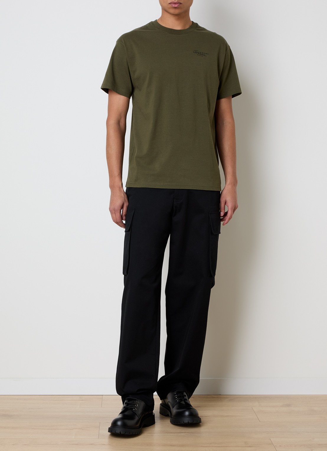 Givenchy T-shirt met logo- en backprint - voorkant 5 khaki