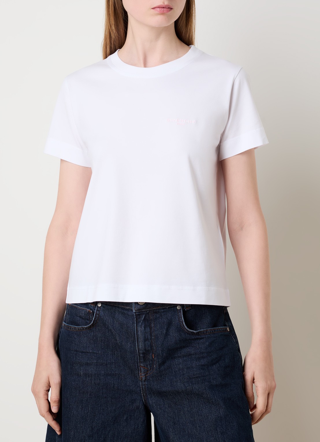 Givenchy T-shirt met logoborduring - detail wit