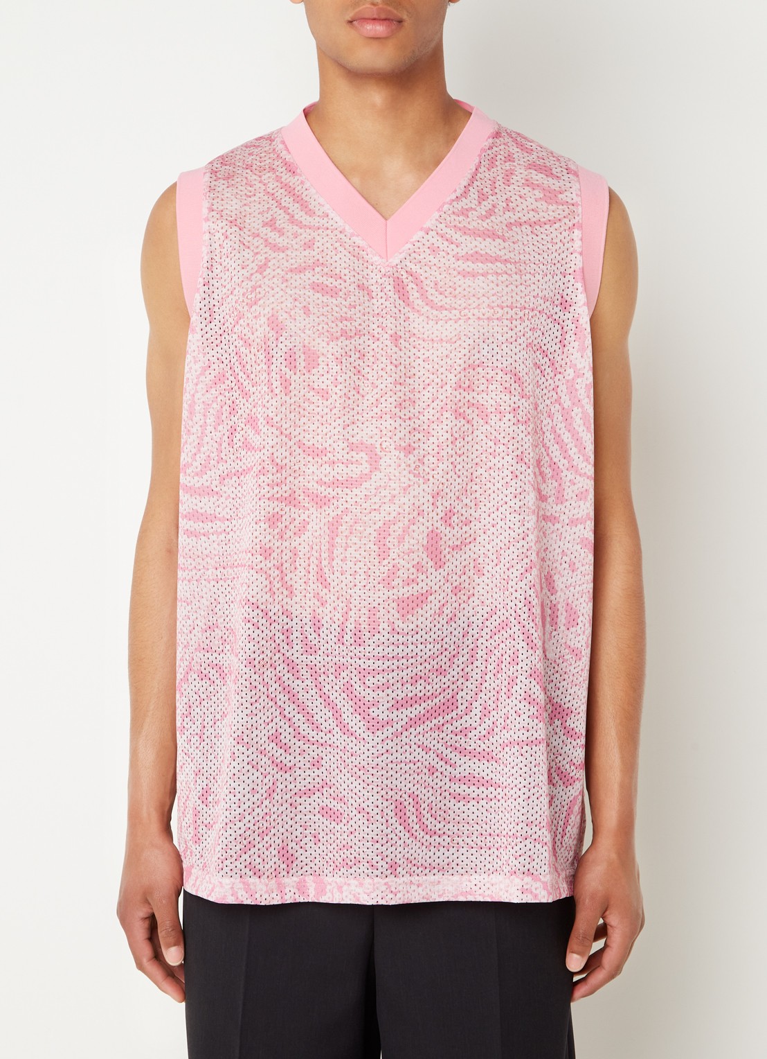 Givenchy Tanktop met V-hals en mesh  - detail 3 roze