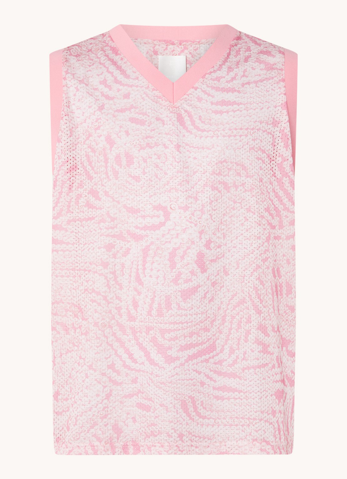 Givenchy Tanktop met V-hals en mesh  - voorkant roze